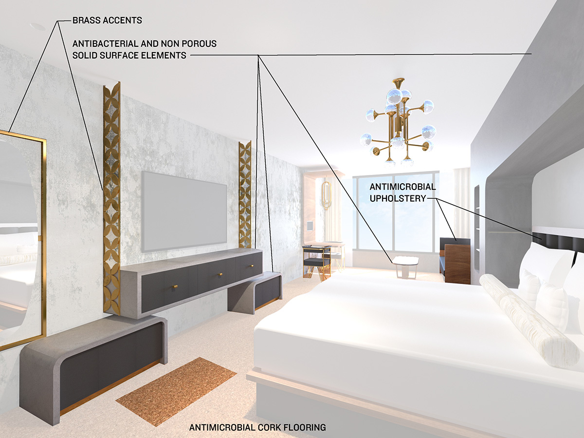 Guest Room View Highlighting Material Selection.