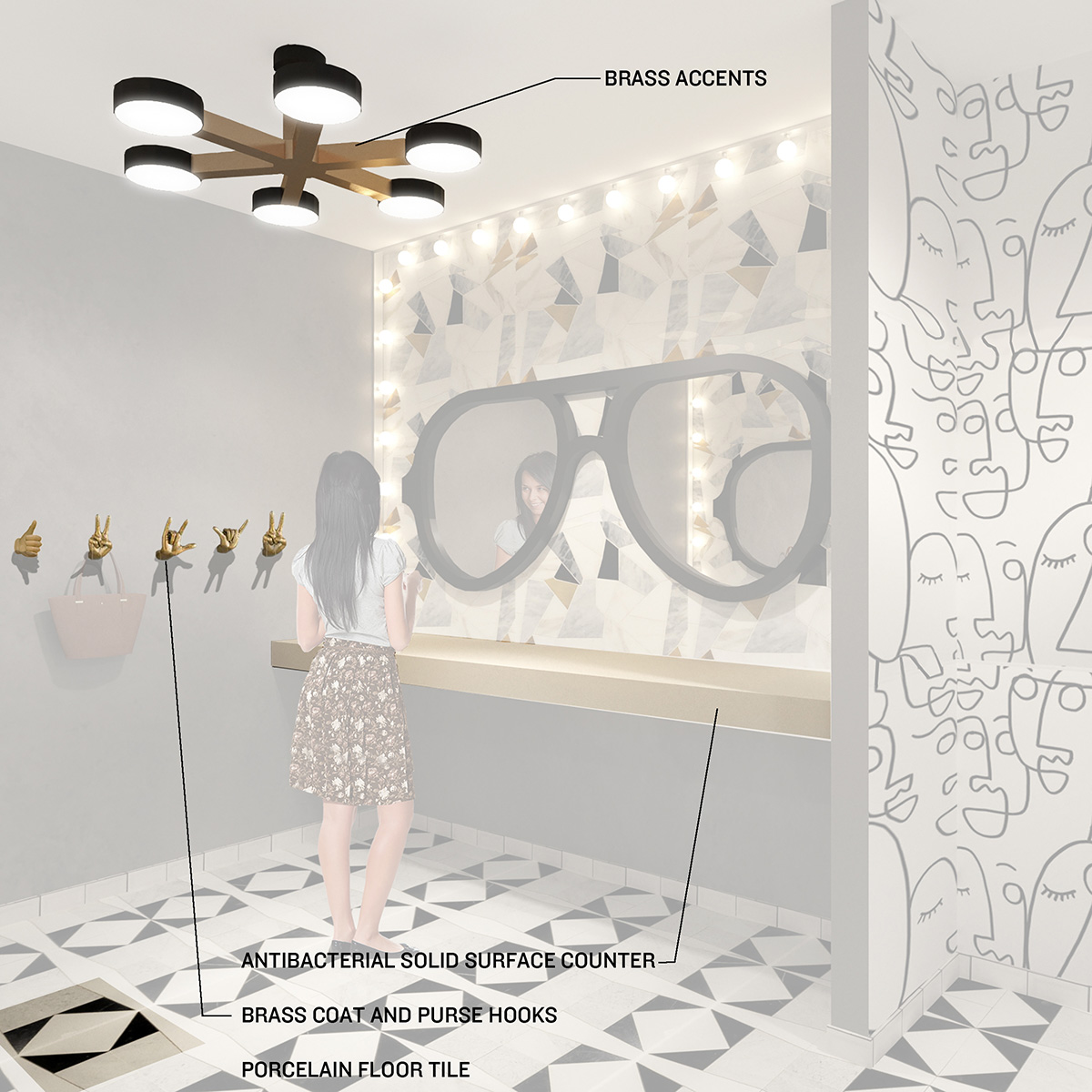 Makeup Vanity View Highlighting Material Selection.